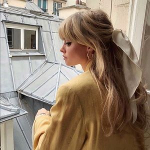 Yellow Silk Hair Scarf Neck Scarf Bag Tie